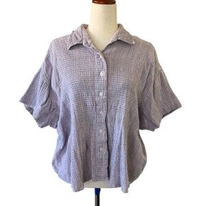 Woolrich Cotton Gauzy Short Sleeve Button Down Blouse